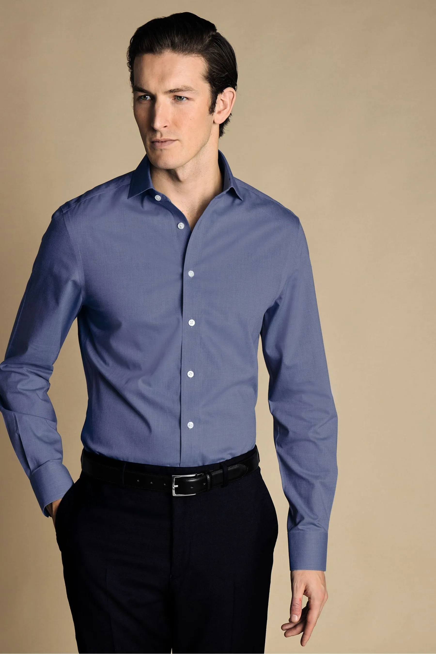 Charles Tyrwhitt Camicia Cutaway in Popeline Cutaway Vestibilità slim  100% Cotone    